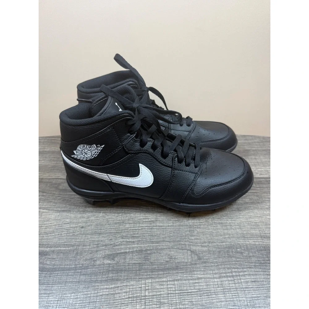 Nike Air Jordan 1 Mid MCS Baseball Cleats Black White AV5354-001 Mens 10.5